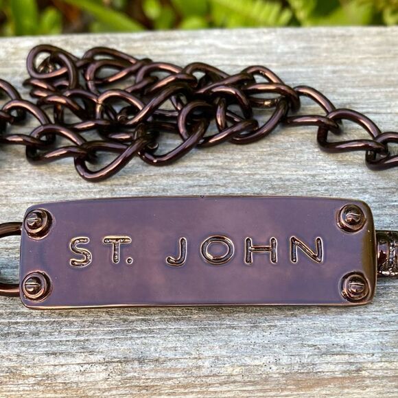 NWOT St. John Designer Bronze Name Plate Chain Link Belt. Luxury Runway - Picture 6 of 6